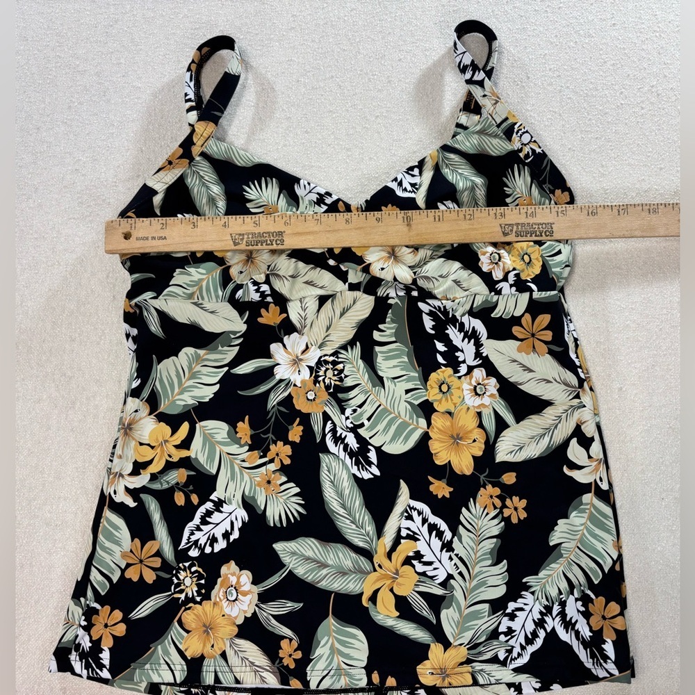 Sunseeker Floral Tankini Top 38B Black Tropical Swim Adjustable Straps - Picture 4 of 8